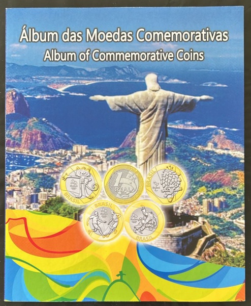 Joias . Álbum das olimpíadas do Brasil com 17 moedas incluindo a da bandeira.