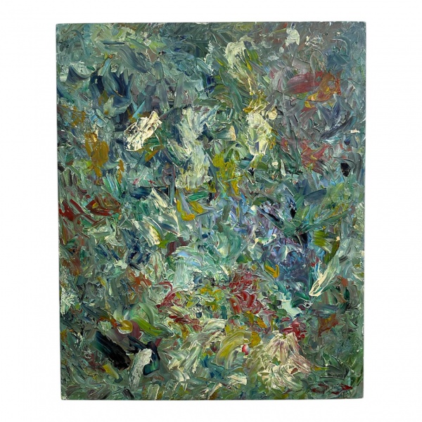 Quadro óleo sobre tela abstrato, assinado, medindo 50 x 61 cm. Apresenta marcas do tempo e uso.