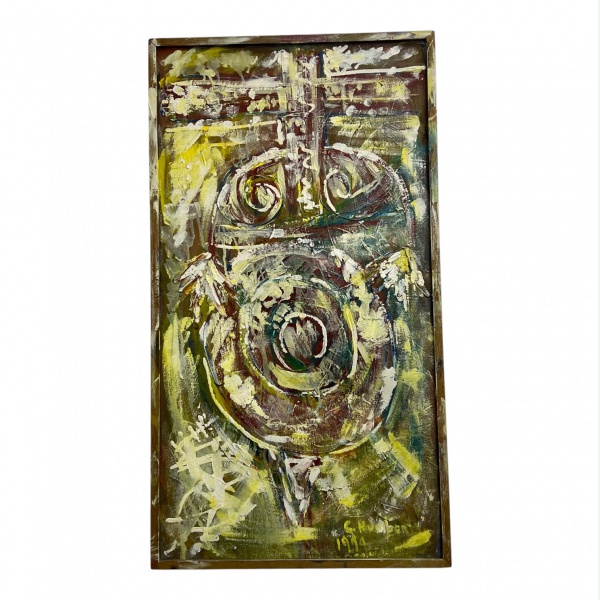 C. Humbert (1999) Óleo sobre tela de composição abstrata, assinado e datado no canto inferior direito. Medindo 87 x 48 cm.