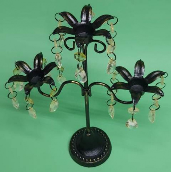 Joias . Candelabro com cinco braços para velas em metal e base foto 5