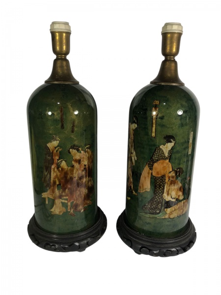 Joias . Limoges  par de vasos com cena galante central, frisos foto 1