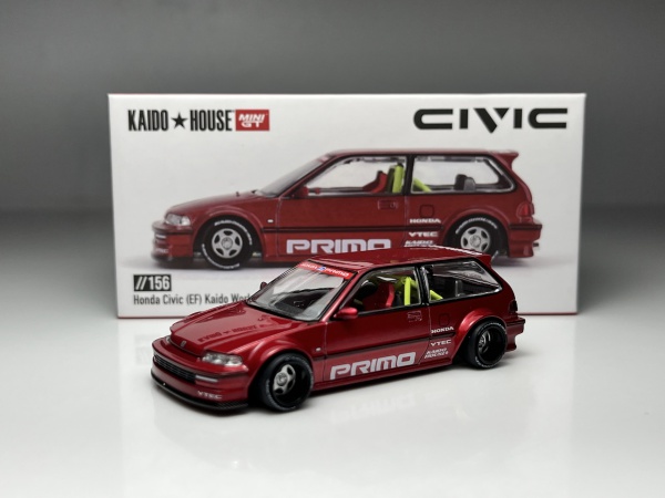 RÄZO EF civic 1/18 Honda Civic (EF) Kaido Works V2 Bordo - MiniGT Escala A