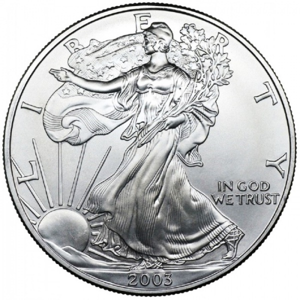 Joias . Moeda dos Estados Unidos - 1 Dollar Silver Eagle - 2003 - Prata (.999) - 1 Oz - ...