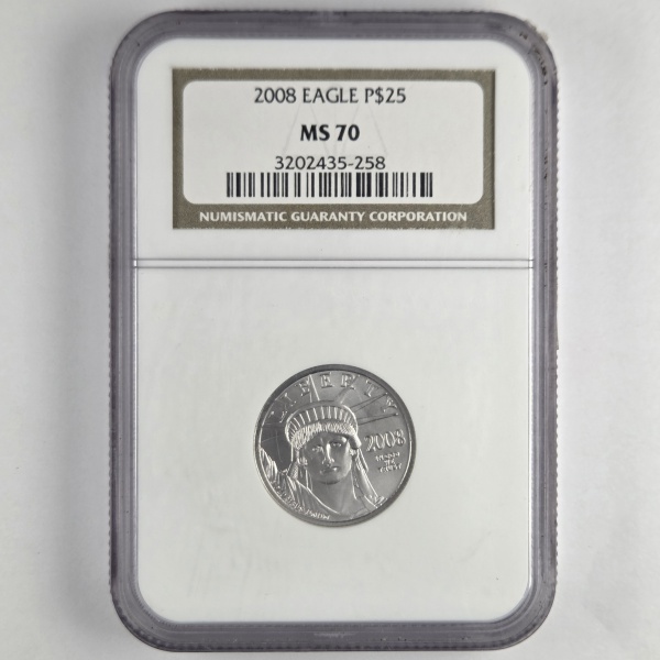 Joias . Moeda dos EUA - 25 Dollars (American Platinum Eagle) - 2008 - Platina (.9995) - ...