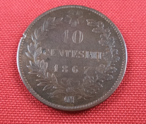 Arte . Moeda de 20 Réis de bronze de Portugal, cunhada no ano foto 1