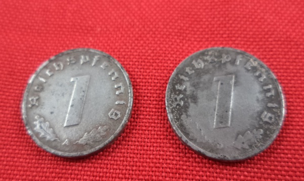 Arte . Moedas de bronze de 1, 2 e 5 re da Dinamarca, emitidas foto 2