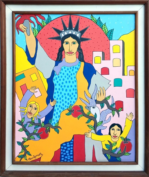 Arte . Clóvis Junior - 1965 - Belíssimo quadro óleo sobre tela, estilo Naif, medindo ...