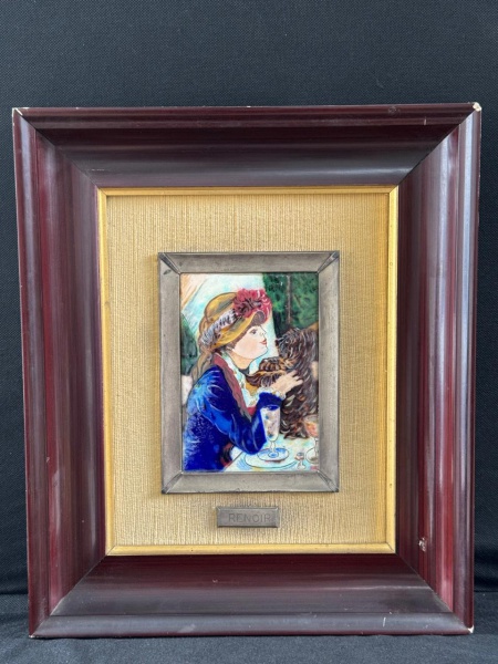 Arte . Quadro decorativo com reprodução esmaltada sobre metal atribuída a ...