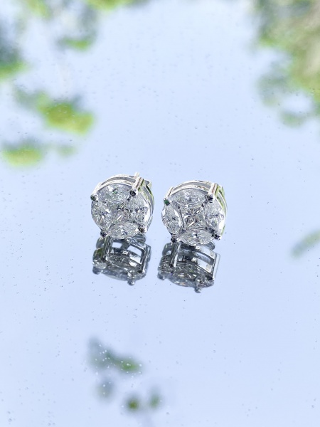 Joias . BRINCO, ILUSION, ETERNNO, EM OURO BRANCO, 18K, DIAMANTE, TAMANHO: 1,0 CM, ...