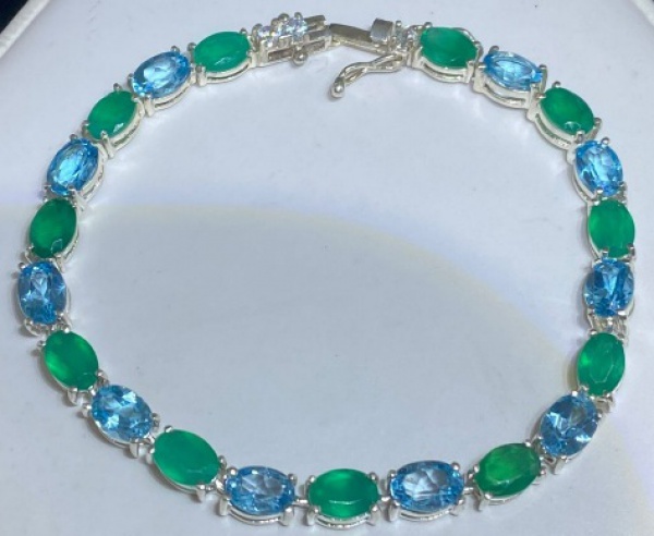 Joias . Pulseira Riviera com turmalina, água marinha, ametista, foto 8