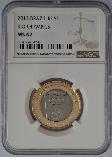 Joias . BANDEIRA 1 REAL 2012 CLASSIFICADA PELA NGC MS67 - FLOR DE CUNHO CLASSIFICAÇÃO ...