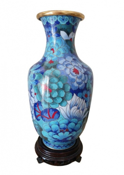 Joias . Elegante vaso em porcelana oriental, com decoração de f foto 1