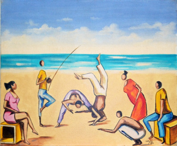 Arte . Héctor Carybé, Capoeiristas - óleo sobre tela - datado 1984 - med. 50 x 60 cm ...