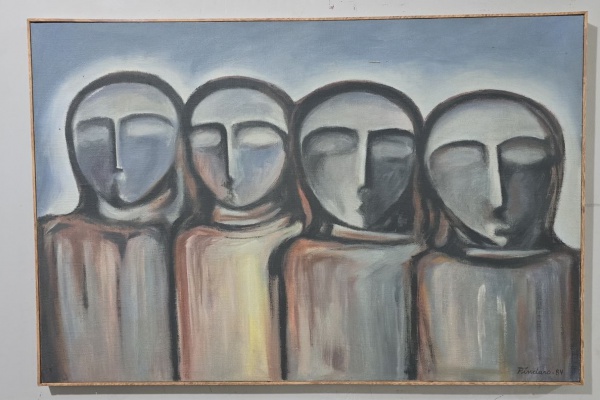 Arte . Píndaro Castelo Branco (Piauí, 1930/2019) figura - óleo sobre tela assinado ...