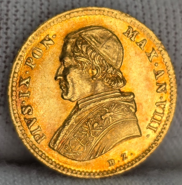 Joias . Moeda de Ouro - Estados Papais ( Cidade do Vaticano ) - 1 Scudo dOro - Pio ...