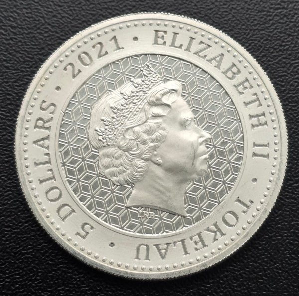Joias . Moeda Tokelau (Nova Zelândia) - 5 Dólares - Touro e Urso Elizabeth II 2021 - ...
