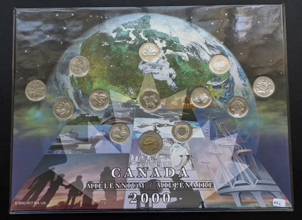 Joias . Blister Canada Milenium 2000 Com 13 Moedas 25 Cents + 2 Dolares Comemorativa A ...