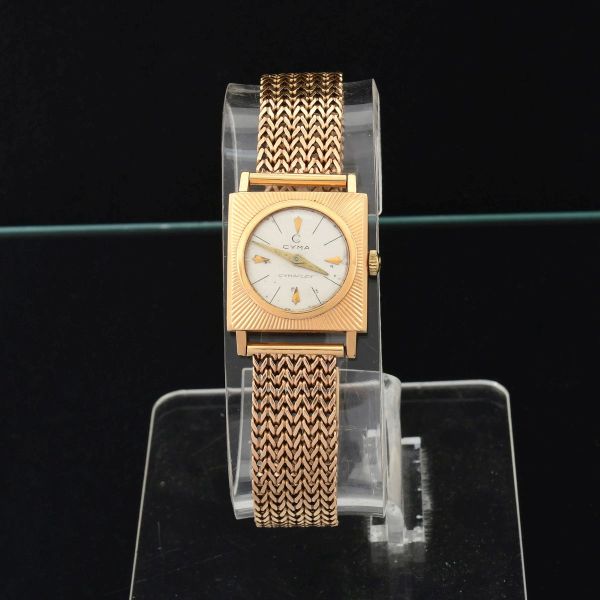 Relogios . CYMA - Relógio vintage, caixa em ouro amarelo 18 k 720, medindo 25 x 25 mm, ...