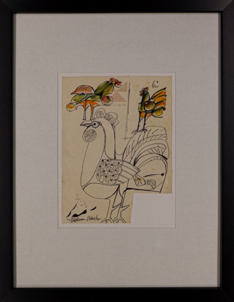 Arte . 8301 ALDEMIR MARTINS - PINTURA NANQUIM E AQUARELA - TIPO DA ASSINATURA: FEITA A ...