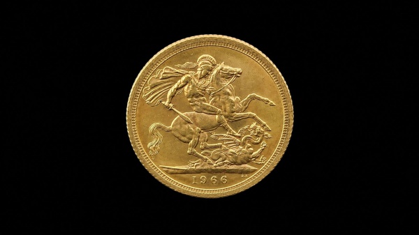 Joias . OURO - moeda libra Sterlina FC - ano 1966 peso 8 gramas 22 kilates