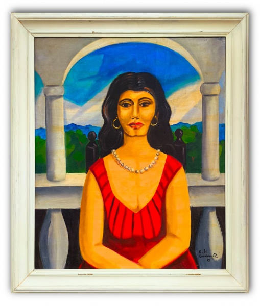 Arte . E. DI CAVALCANTI, Óleo sobre Tela colada em Madeira, Representando " Mulata ...