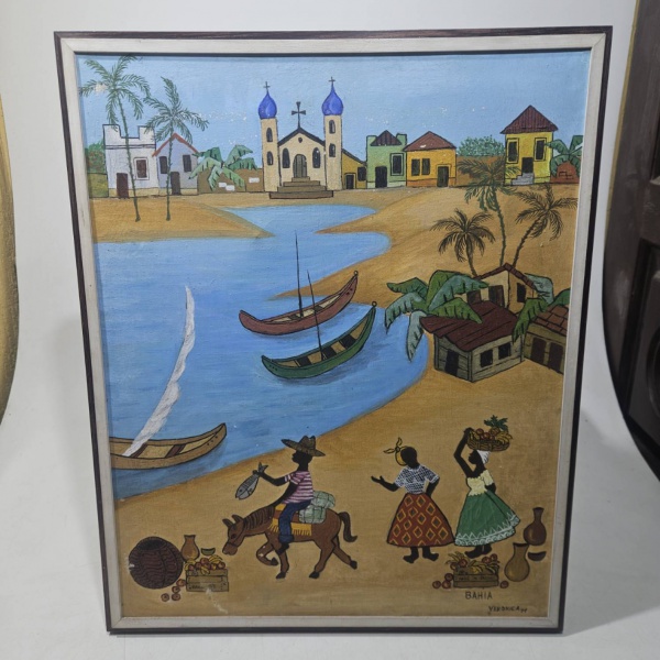 Arte . Quadro Pintura a Óleo Bahia Verônica 1971 / Cavalinho mede 43 X 53