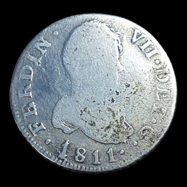 Joias . Espanha: 2 Reales  -  Fernando VII  -  1811 CI  -  Cádi foto 1