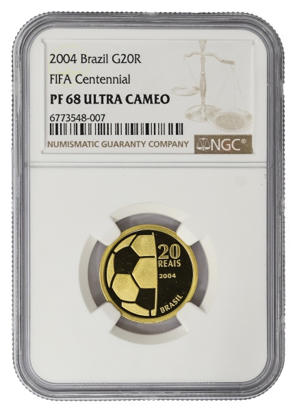 Joias . Moeda do Brasil - 20 Reais - 2004 - Comemorativa do Centenário da Fifa - Ouro - ...