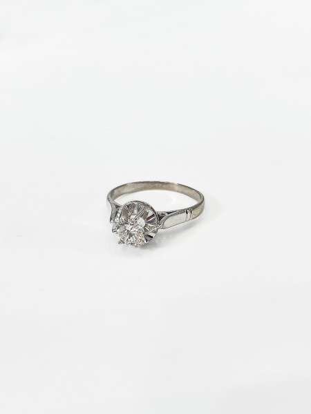Joias . ANEL SOLITÁRIO, SOLITÁRIO, EM OURO BRANCO, 18K, DIAMANTE, ARO: 14, PESO: 2.6 ...