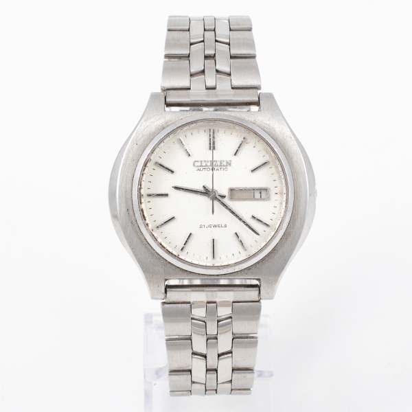 Relógio CITZEN AUTOMATIC de 21 rubis, com pulseira em metal prata. Contém marcas de uso / Tam: 3,5cm - Sem garantias futuras