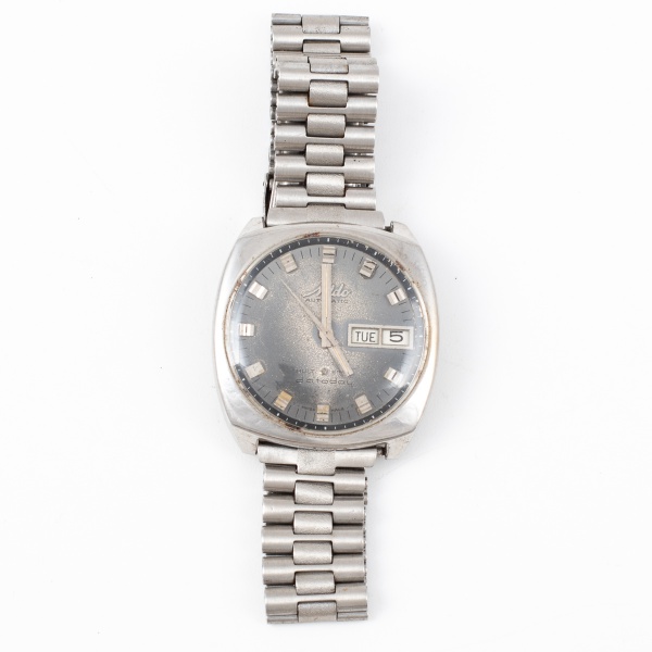 Relógio MIDO DATODAY automático com mostrador escuro e pulseira de aço / Tam: 3,5cm - Sem garantias futuras