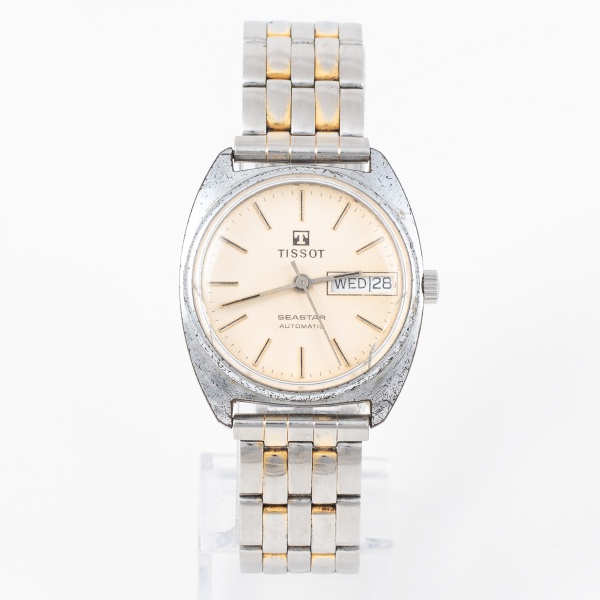 Relógio TISSOT SEASTAR automático mostrador analógico com calendário duplo em aço inoxidável / Tam: 3cm - Sem garantias futuras