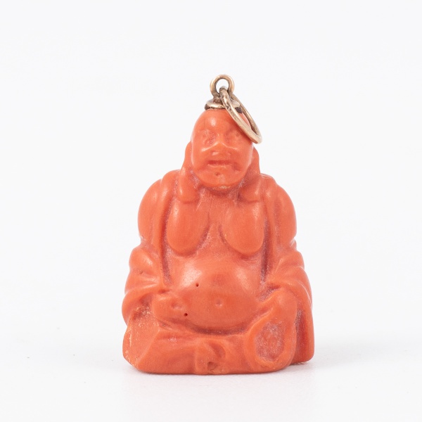 Pingente em coral Buda / Tam: 3cm