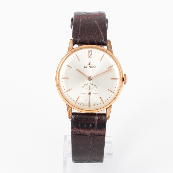 Relógio de pulso LANCO corda manual, com pulseira de couro / Tam: 3cm - Sem garantias futuras