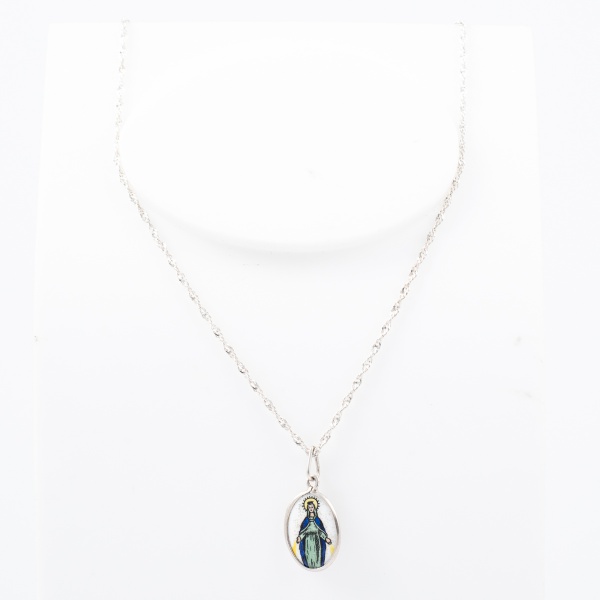 Colar em prata 925 com pingente em prata portuguesa / N. S. das Graças / Tam: 40cm