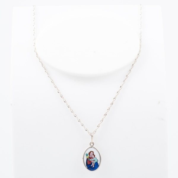 Colar em prata 925 com pingente em prata portuguesa / Virgem Maria / tam: 40cm