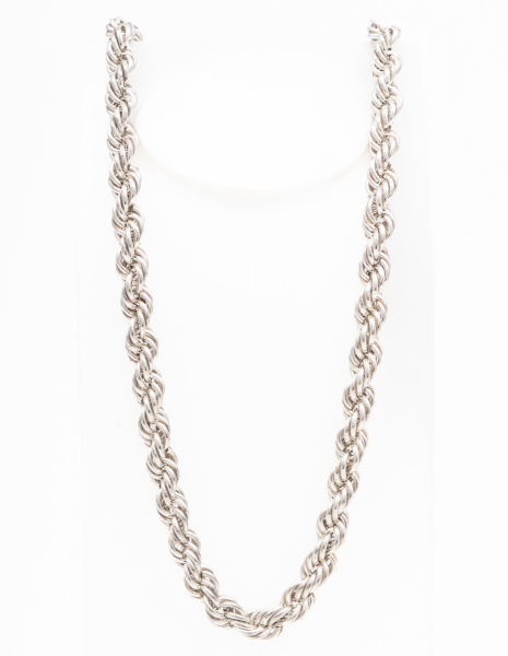Cordão em prata 925 masculino estilo corda / Tam:72cm / Peso: 87gr