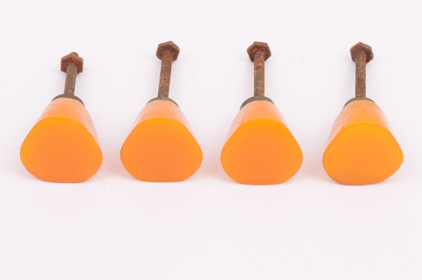 Lote com 4 Puxadores de Acrílico Anos 60 - Laranja