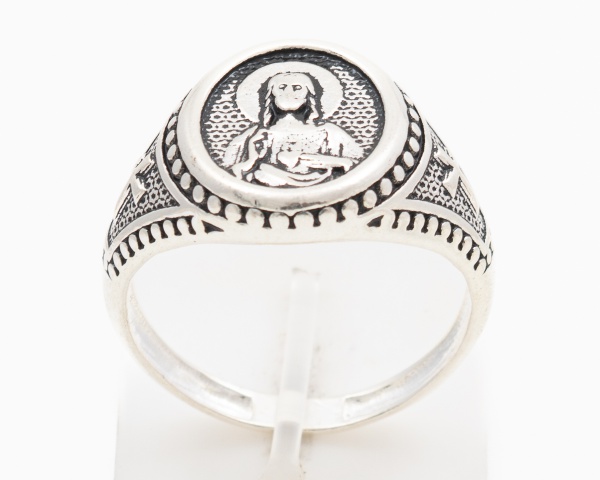 Anel em prata 925 masculino com Jesus Cristo no centro / Aro: 28 / Peso: 7,7grs