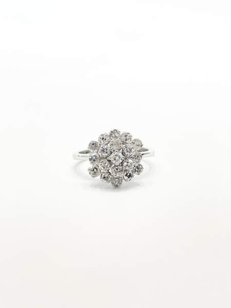 Joias . ANEL, CHUVEIRINHO, EM OURO BRANCO, 18K, DIAMANTE, ARO: 17, PESO: 4,7 gr, ...