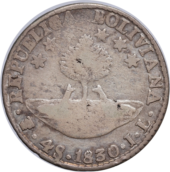 Joias . Moeda do Peru - 8 reales - 1695LR - Prata - 22.5 g - Ex foto 6
