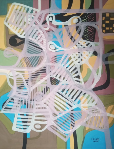 Joias . R. BURLE MARX, técnica mista sobre panneau. "Abstrato", medindo: 1,15 x ...