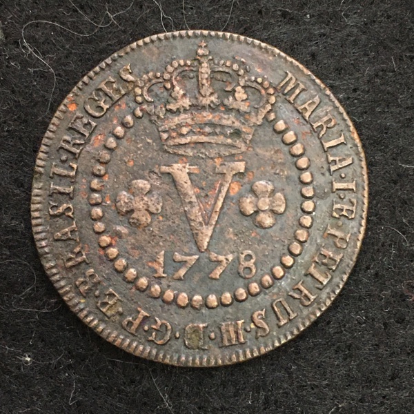 BRASIL V RÉIS 1778 COROA MÉDIA  - COBRE - LINDA - MOEDA ESCASA - *807