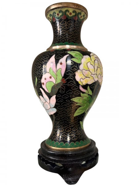 Joias . Antigo e raro vaso em Cloisonné, todo em bronze, pintad foto 2