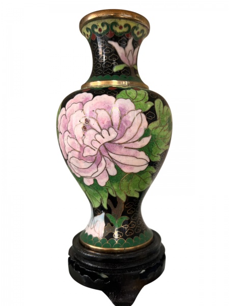 Joias . Antigo e raro vaso em Cloisonné, todo em bronze, pintad foto 4
