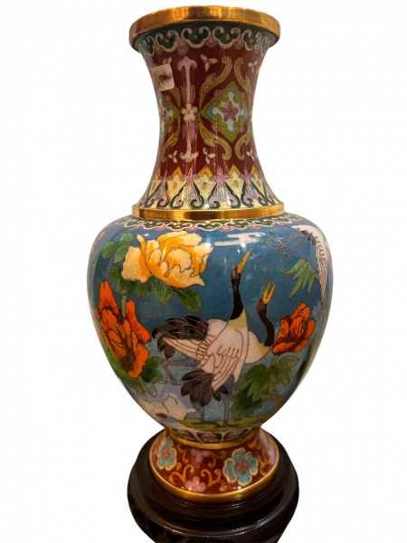 Joias . Antigo e raro vaso em Cloisonné, todo em bronze, pintad foto 5