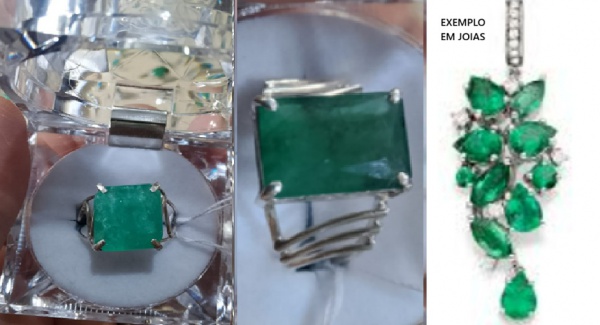 Joias . COLAR E PAR DE BRINCOS EM PRATA 950 COM ESMERALDAS LAPI foto 2