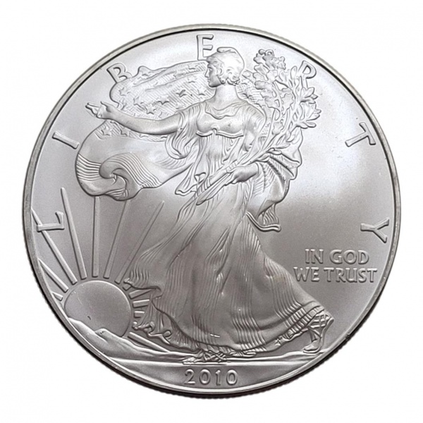 Joias . Moeda dos Estados Unidos - 1 Dollar - Silver Eagle - 2010 - Prata (.999) - 31.1 ...