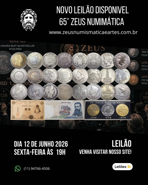 Joias . 65º LEILÃO ZEUS NUMISMÁTICA DIA 12/06/26 SEXTA -FEIRA ÁS 19H