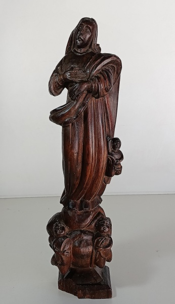 Arte Sacra - Imagem Barroca de Nossa Senhora Talhada em Cedro, Século XVIII - 8cm x 12cm x 41cm Atendimento de  2ª a 6ª 